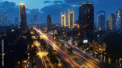 Wallpaper Mural City at Night with Street Lights and Tall Buildings Creates a Stunning View Torontodigital.ca