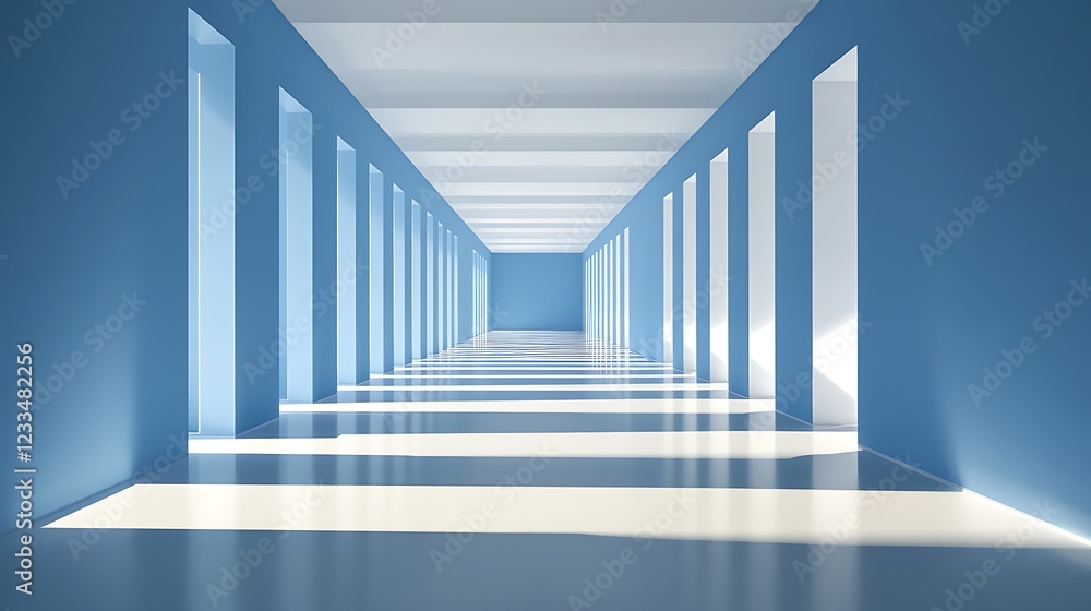 Obraz premium Abstract Blue Corridor Modern Architecture Design