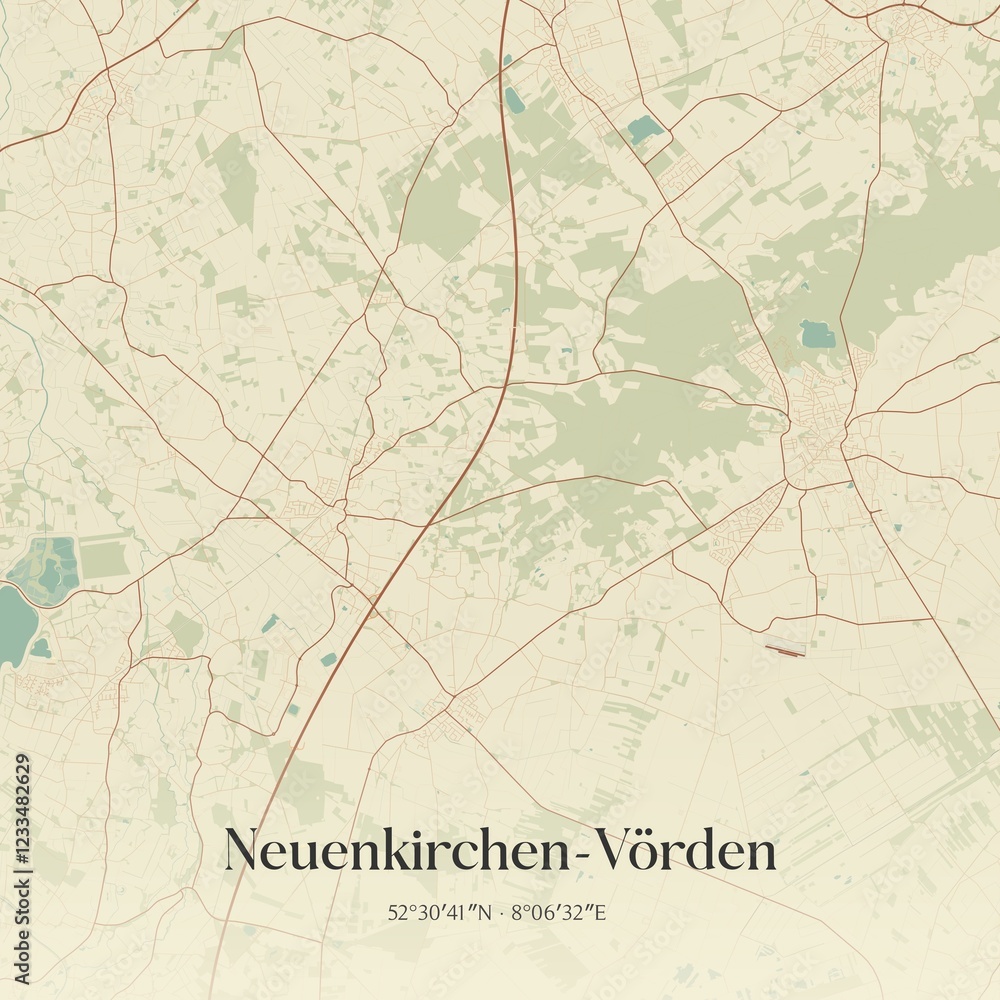 Obraz premium Vintage map of Neuenkirchen-Vorden, Germany.