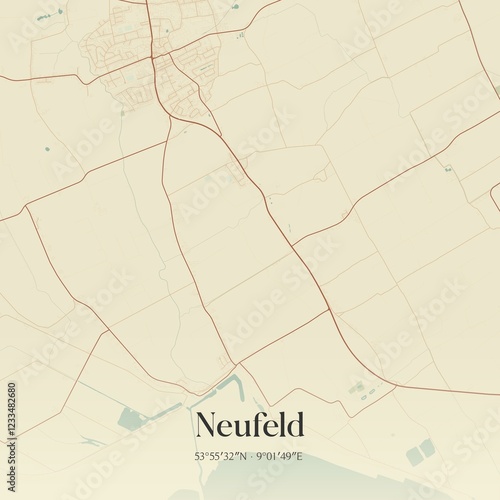 Obraz na płótnie Vintage map of Neufeld, Germany. w salonie
