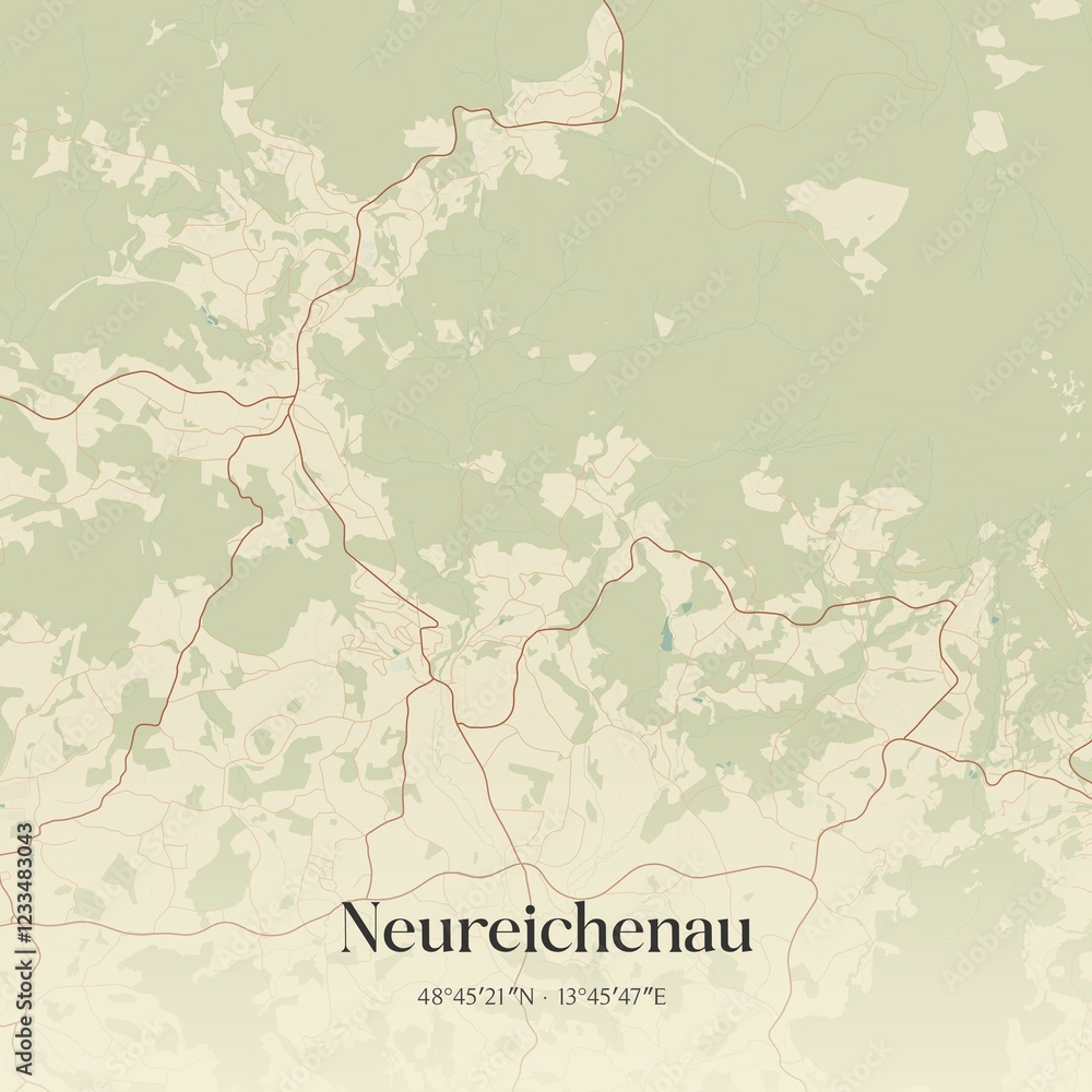 Fototapeta premium Vintage map of Neureichenau, Germany.