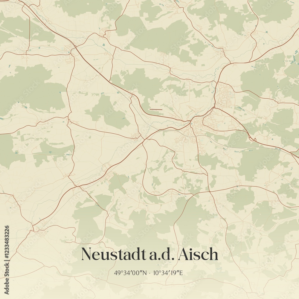 Fototapeta premium Vintage map of Neustadt a.d. Aisch, Germany.