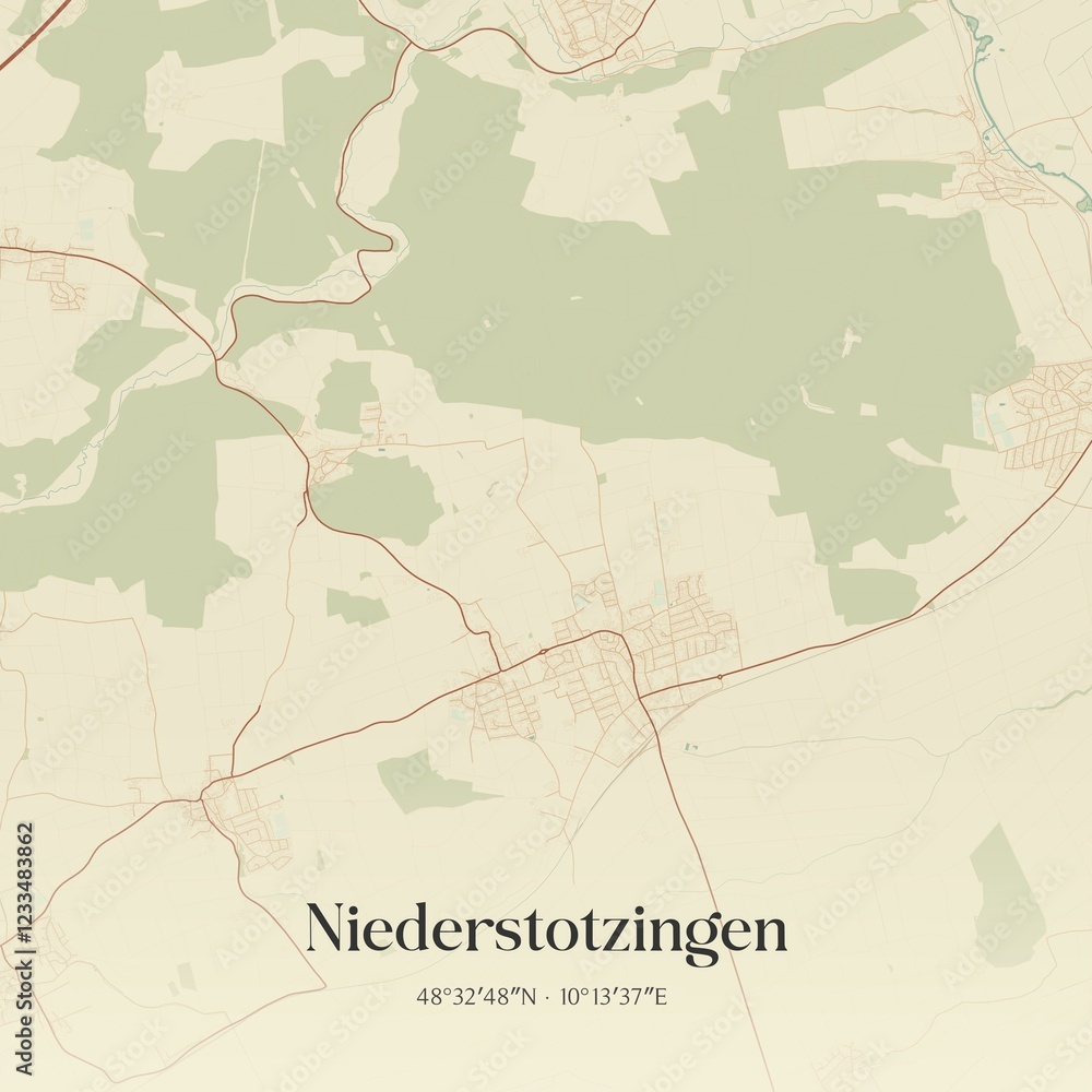 Fototapeta premium Vintage map of Niederstotzingen, Germany.