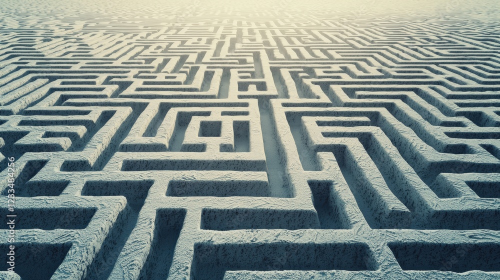 Intricate Maze Pattern in a Desert Landscape with Dramatic Lighting and Textured Surfaces Intricate Maze Pattern in a Desert Landscape with Dramatic Lighting and Textured Surfaces
