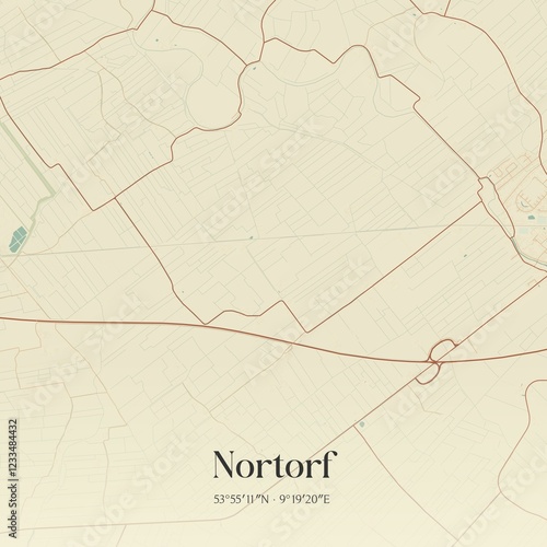 Vintage map of Nortorf, Germany. photo