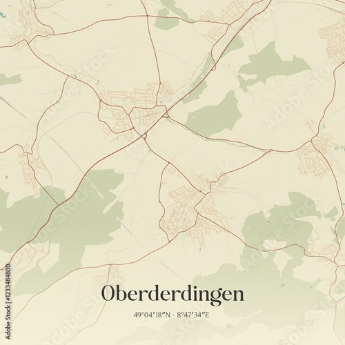 Vintage map of Oberderdingen, Germany. photo