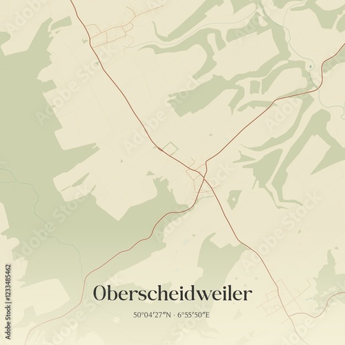Vintage map of Oberscheidweiler, Germany.