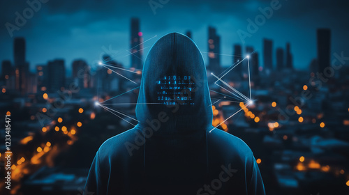 Hacker are planning to hack and attack networks and cyber security systems Smart digital city with connection cyber security network reciprocity over the cityscape . future smart wireless digital city