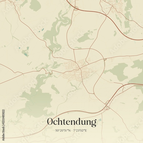 Vintage map of Ochtendung, Germany. photo