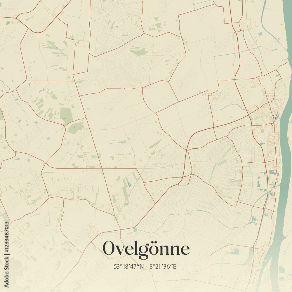Naklejka premium Vintage map of Ovelgonne, Germany.