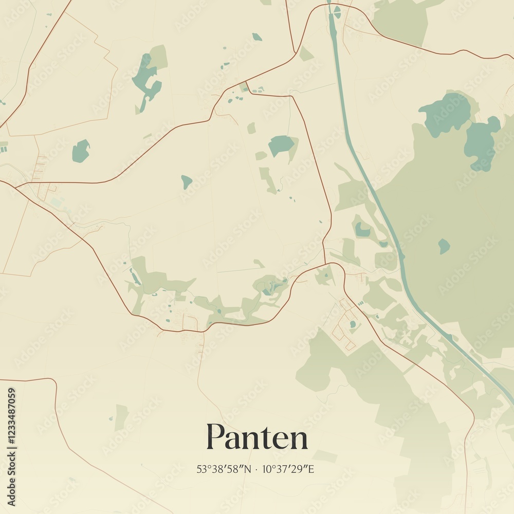 Fototapeta premium Vintage map of Panten, Germany.