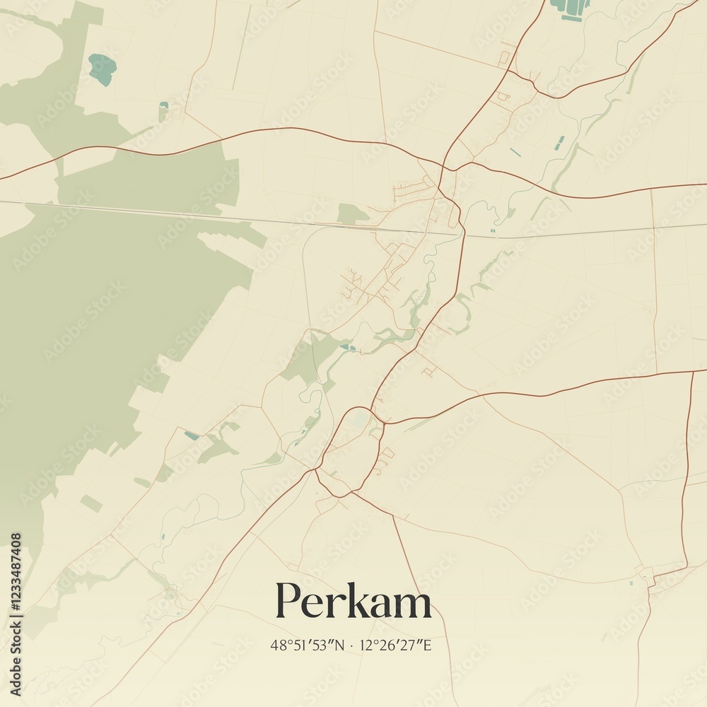 Obraz premium Vintage map of Perkam, Germany.