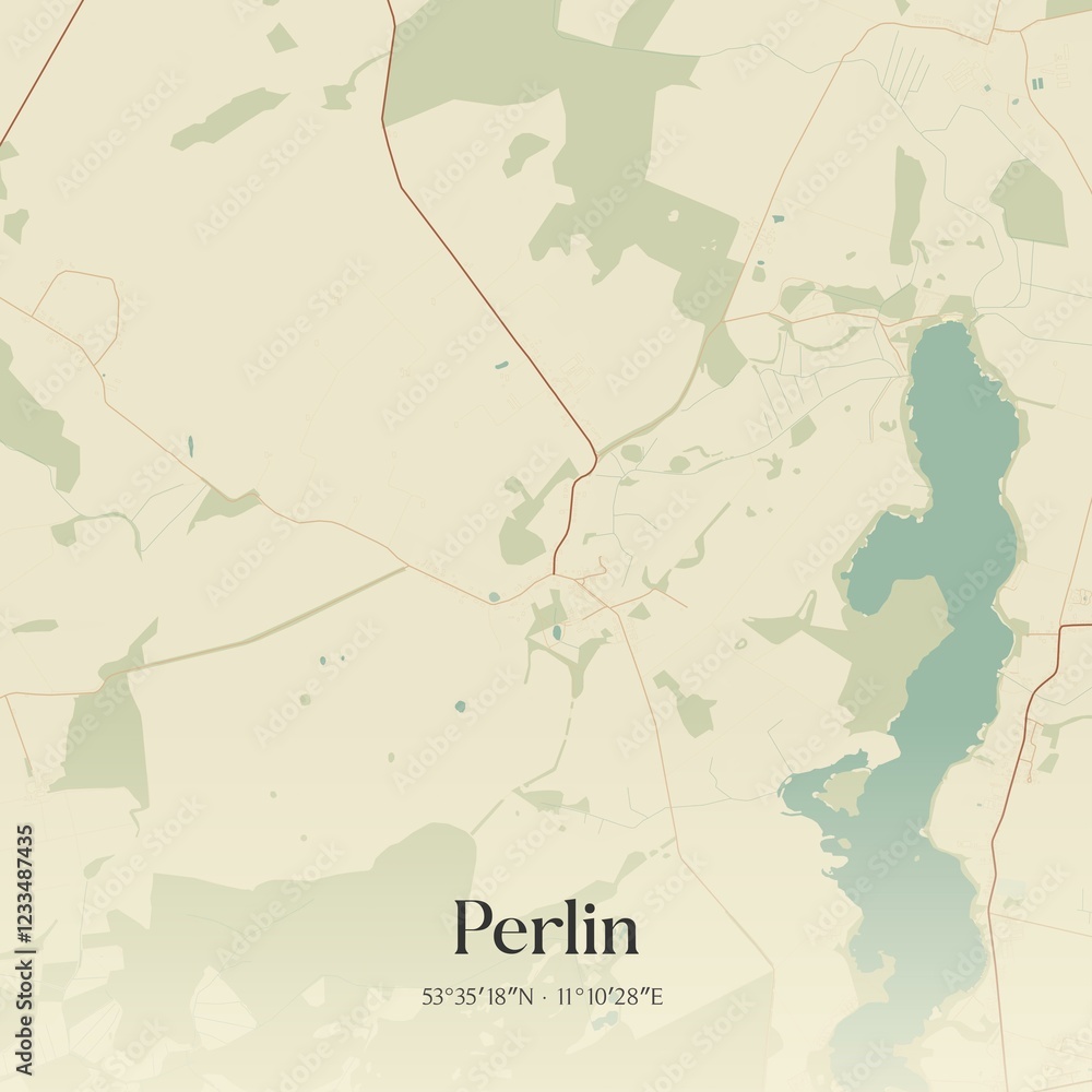 Obraz premium Vintage map of Perlin, Germany.