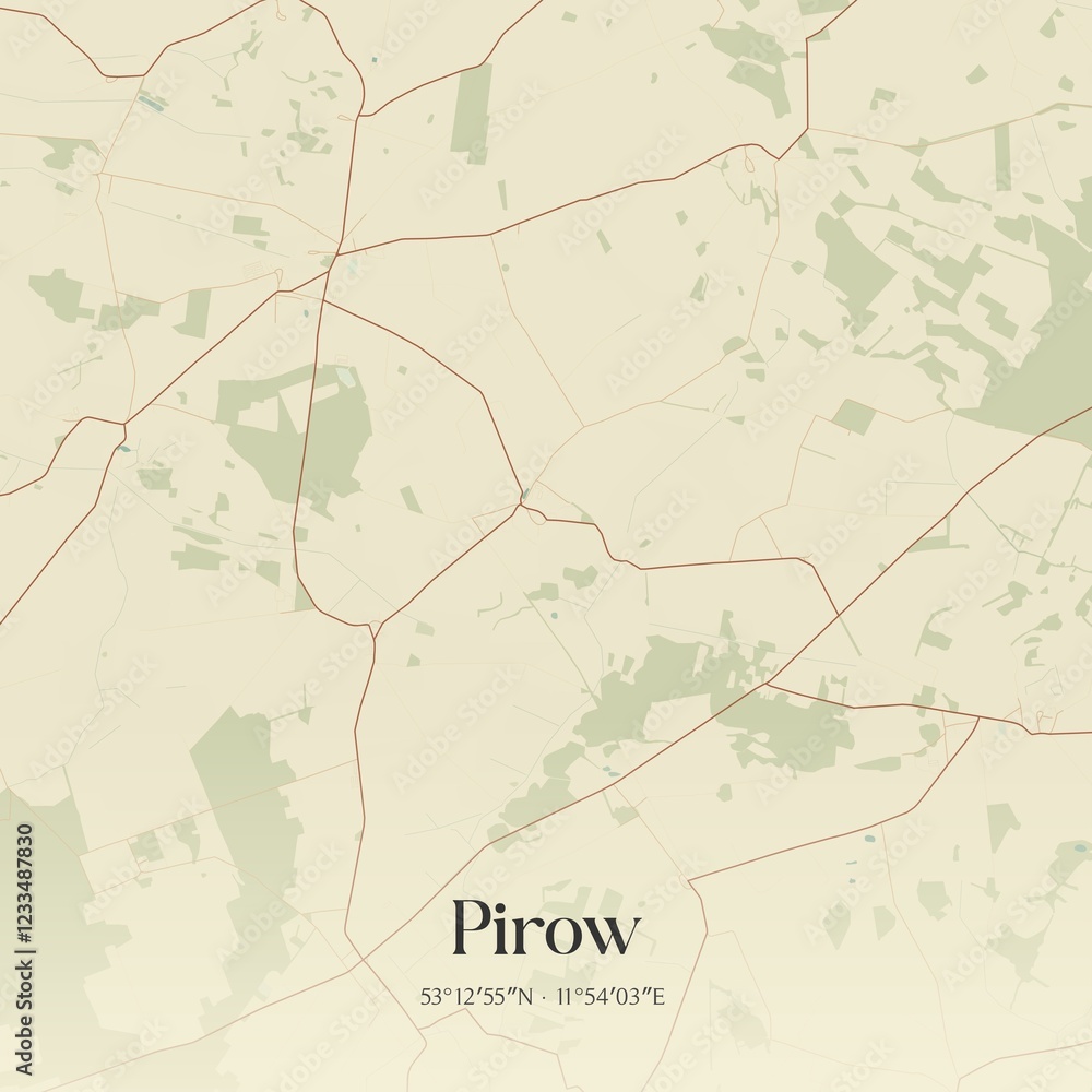 Obraz premium Vintage map of Pirow, Germany.
