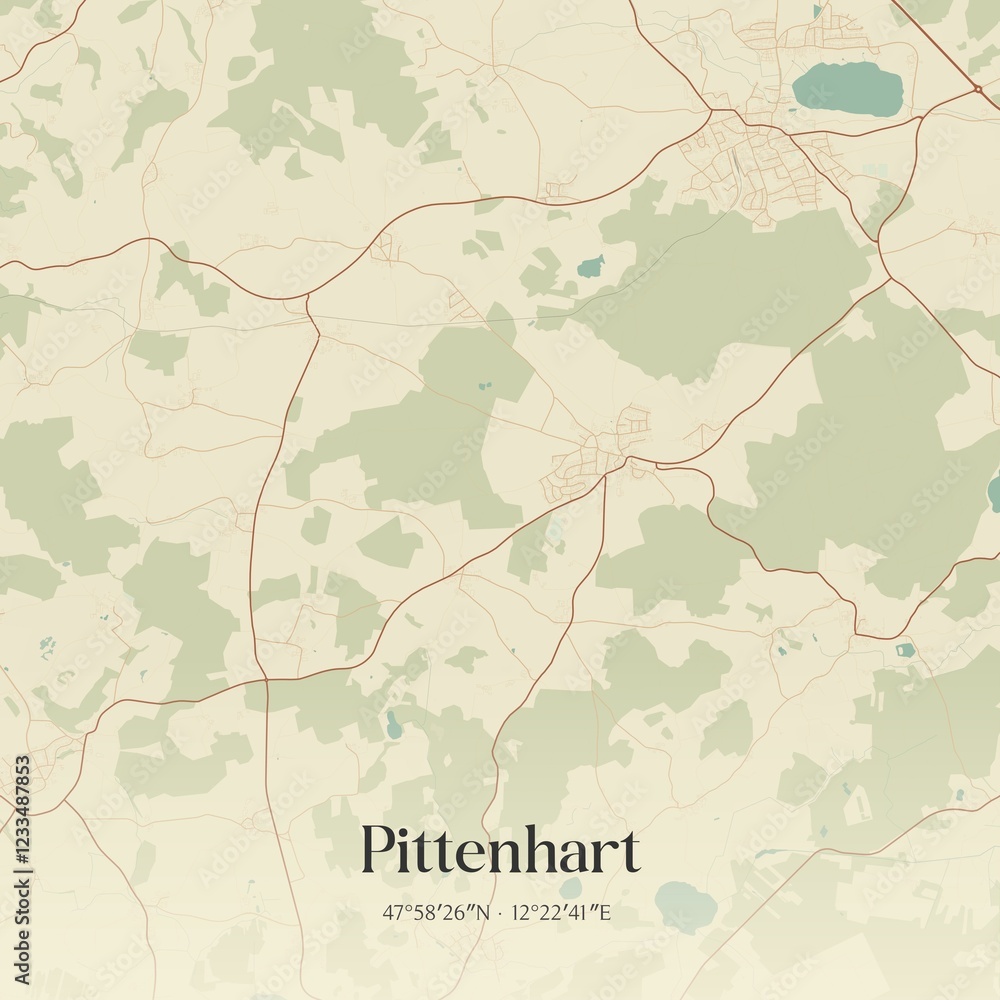 Fototapeta premium Vintage map of Pittenhart, Germany.