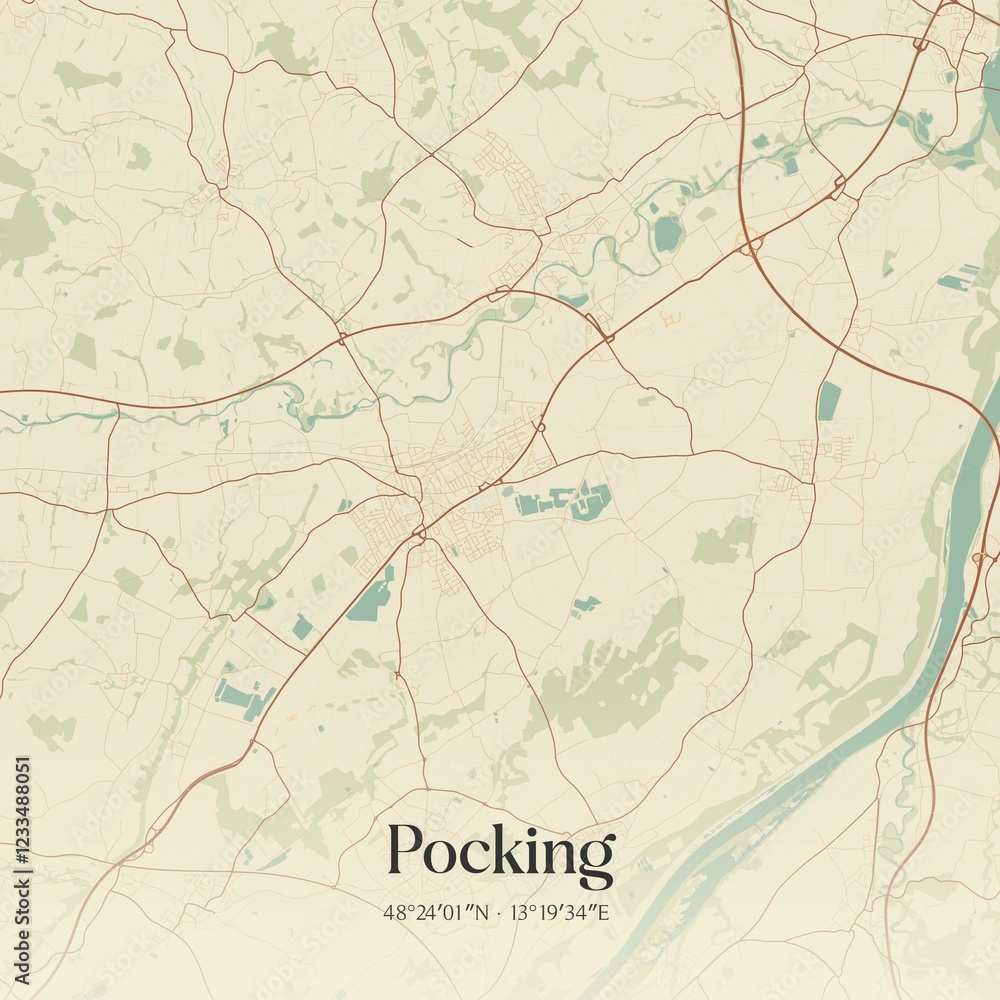 Obraz premium Vintage map of Pocking, Germany.