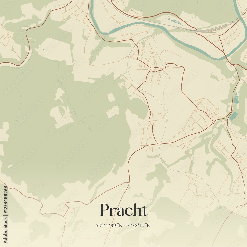 Fototapeta premium Vintage map of Pracht, Germany.