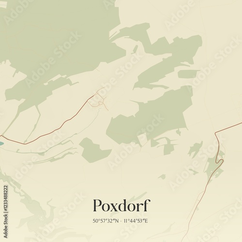 Vintage map of Poxdorf, Germany.