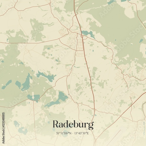 Vintage map of Radeburg, Germany. photo