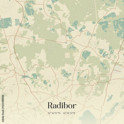 Vintage map of Radibor, Germany. photo