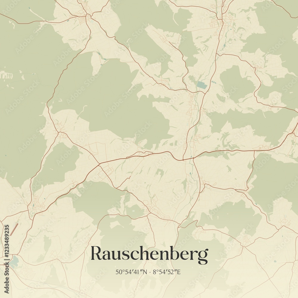Fototapeta premium Vintage map of Rauschenberg, Germany.