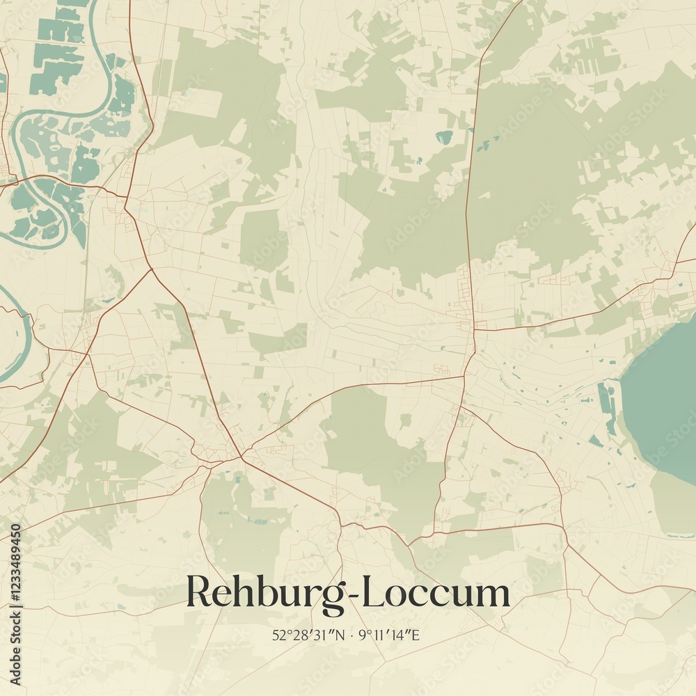 Fototapeta premium Vintage map of Rehburg-Loccum, Germany.