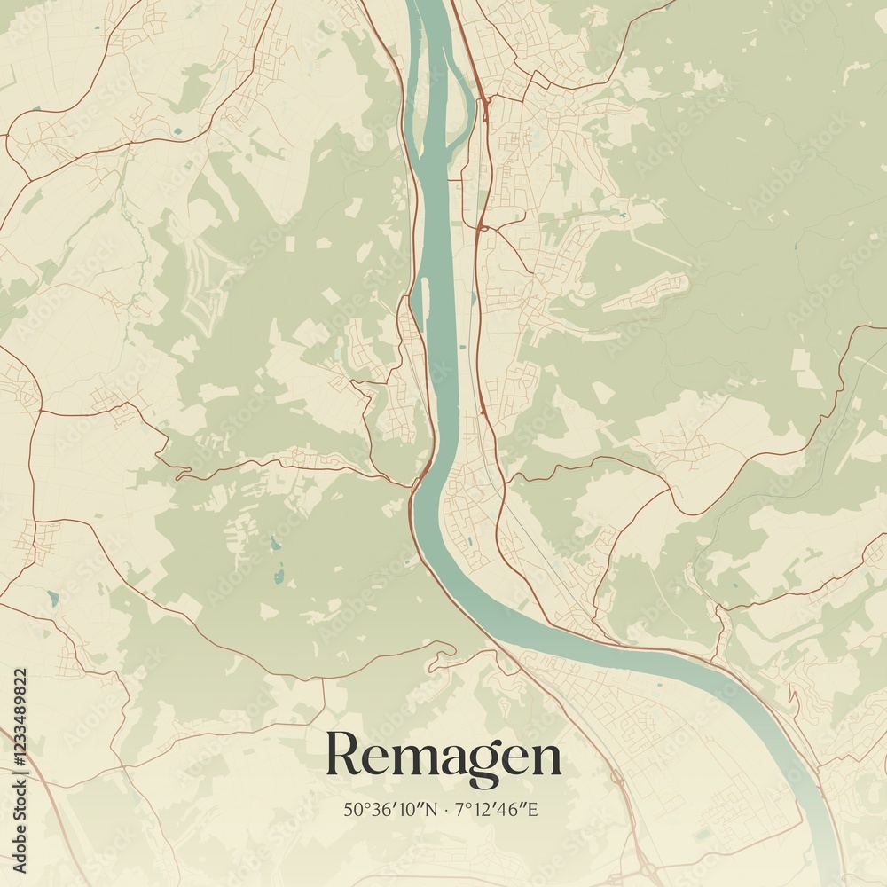 Obraz premium Vintage map of Remagen, Germany.