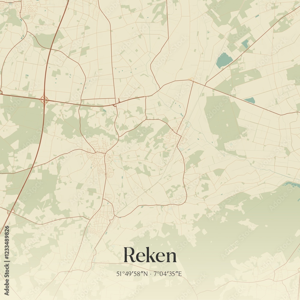 Fototapeta premium Vintage map of Reken, Germany.