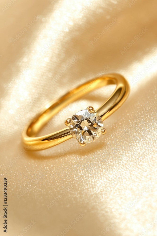 Elegant Gold Ring With A Sparkling Diamond Center Stone Elegant Gold Ring With A Sparkling Diamond Center Stone
