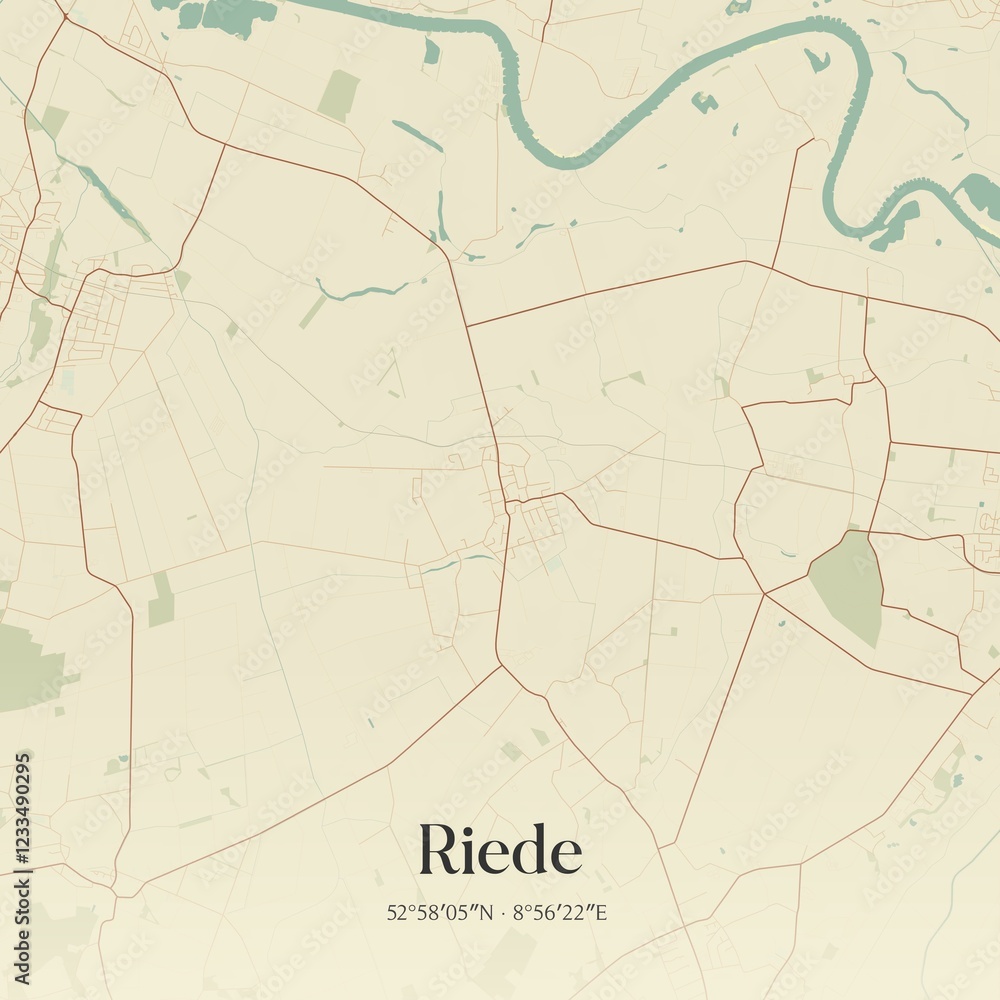 Fototapeta premium Vintage map of Riede, Germany.
