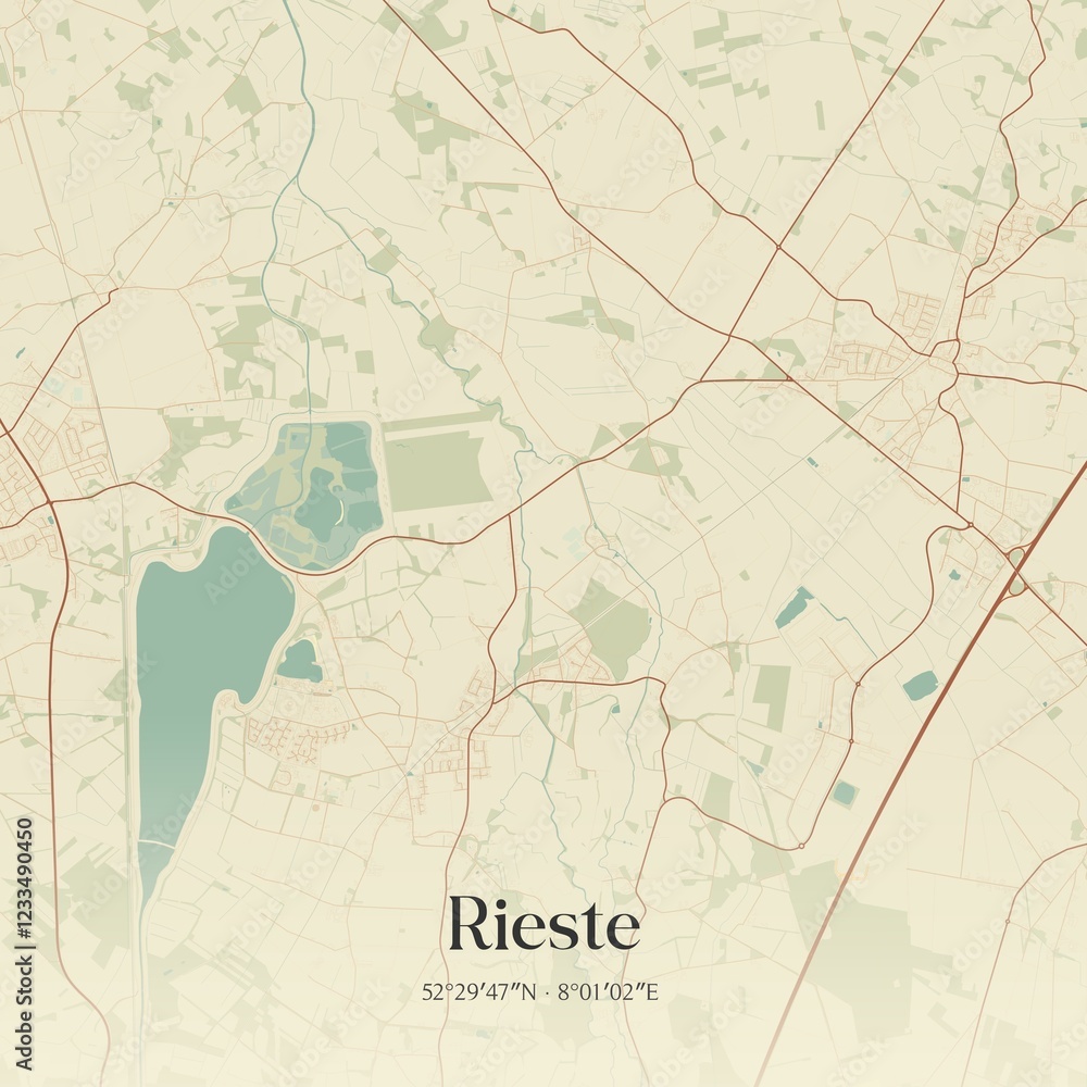Fototapeta premium Vintage map of Rieste, Germany.