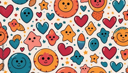 Wallpaper Mural Charming Seamless Cute Childrens Pattern with Stars and Hearts A KidFriendly Fabric Wallpaper Background Vector Illustration from January th, Torontodigital.ca