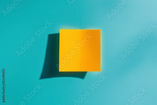 Yellow sticky note on a blue background