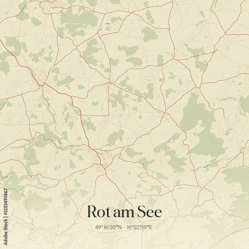 Fototapeta premium Vintage map of Rot am See, Germany.