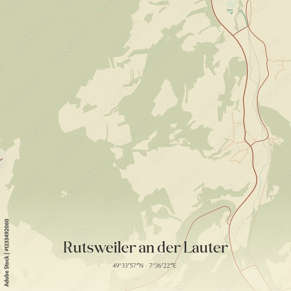 Obraz premium Vintage map of Rutsweiler an der Lauter, Germany.