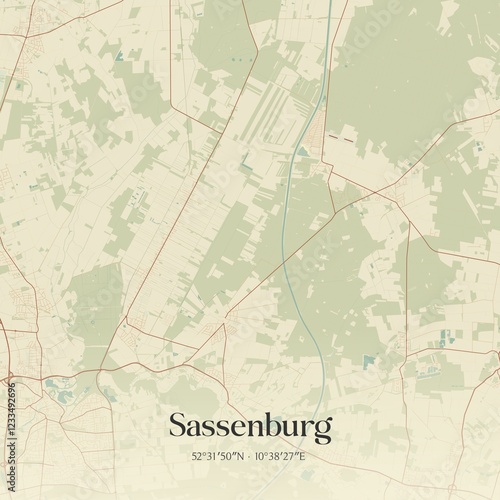 Vintage map of Sassenburg, Germany.