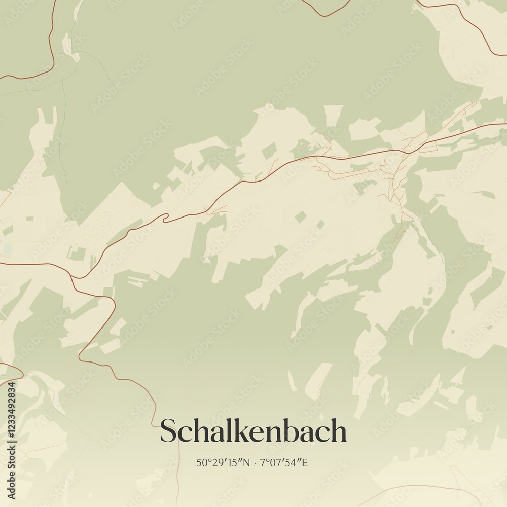 Obraz premium Vintage map of Schalkenbach, Germany.