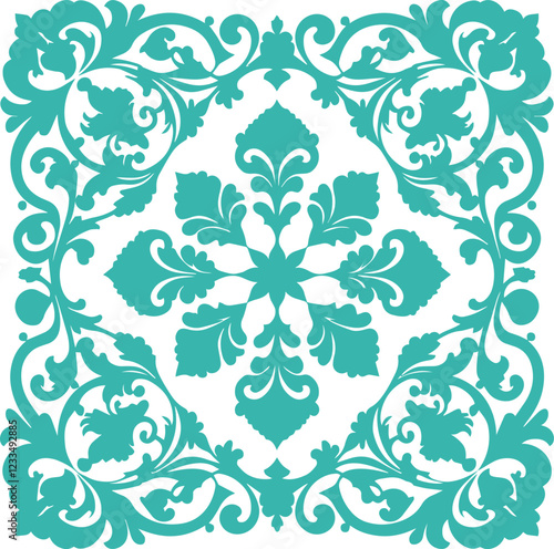 Tile pattern seamless flourish background element arabic decorative design for floor or wall vector.