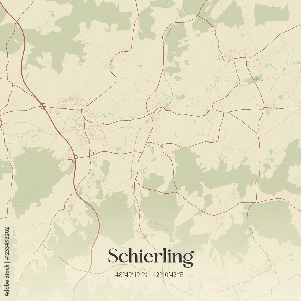 Obraz premium Vintage map of Schierling, Germany.