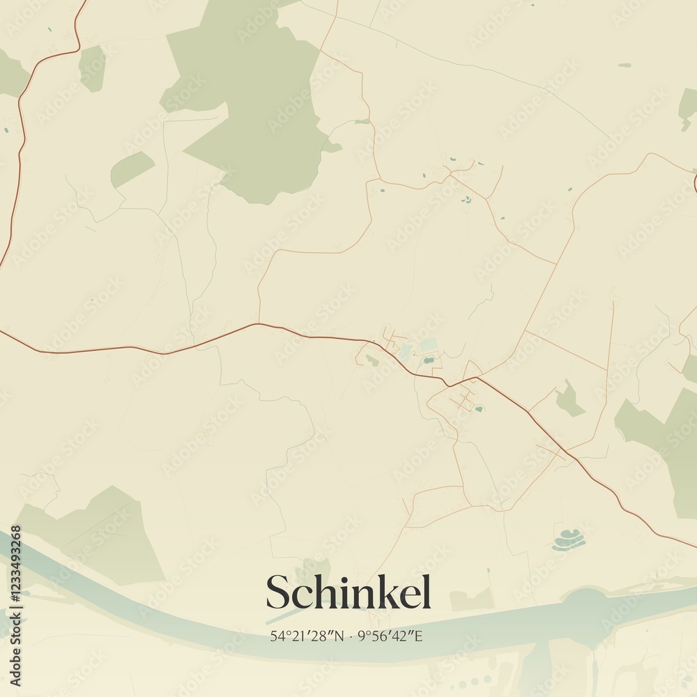 Fototapeta premium Vintage map of Schinkel, Germany.
