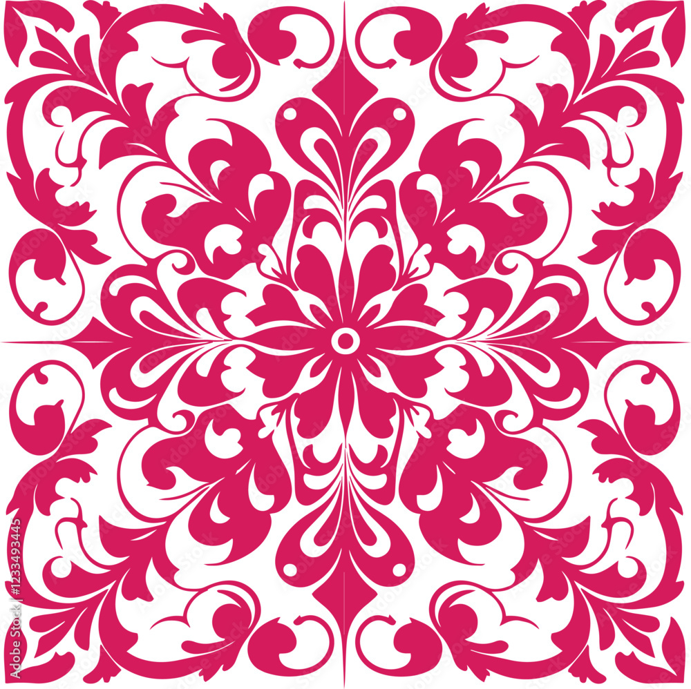 Fototapeta premium Tile pattern seamless flourish background element arabic decorative design for floor or wall vector.