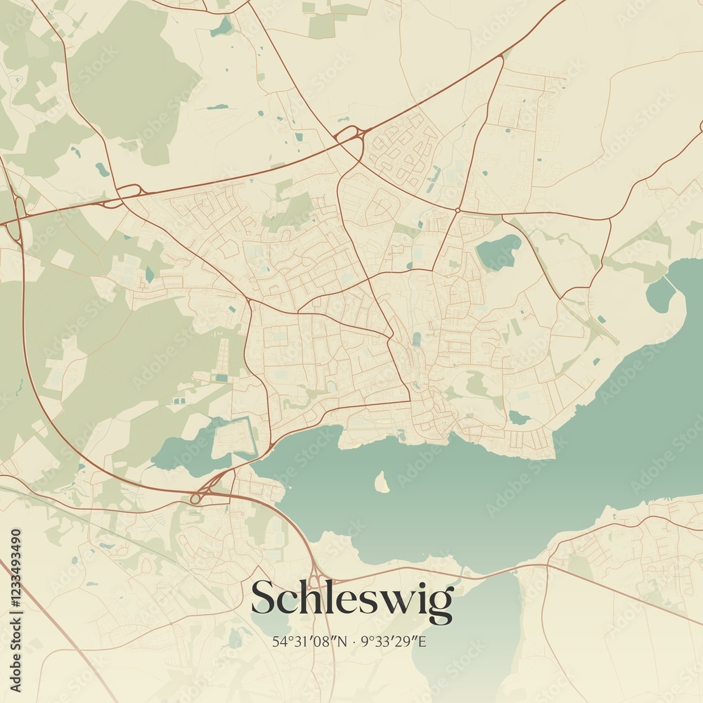 Fototapeta premium Vintage map of Schleswig, Germany.