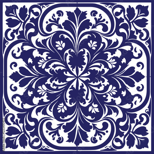 Tile pattern seamless flourish background element arabic decorative design for floor or wall vector.