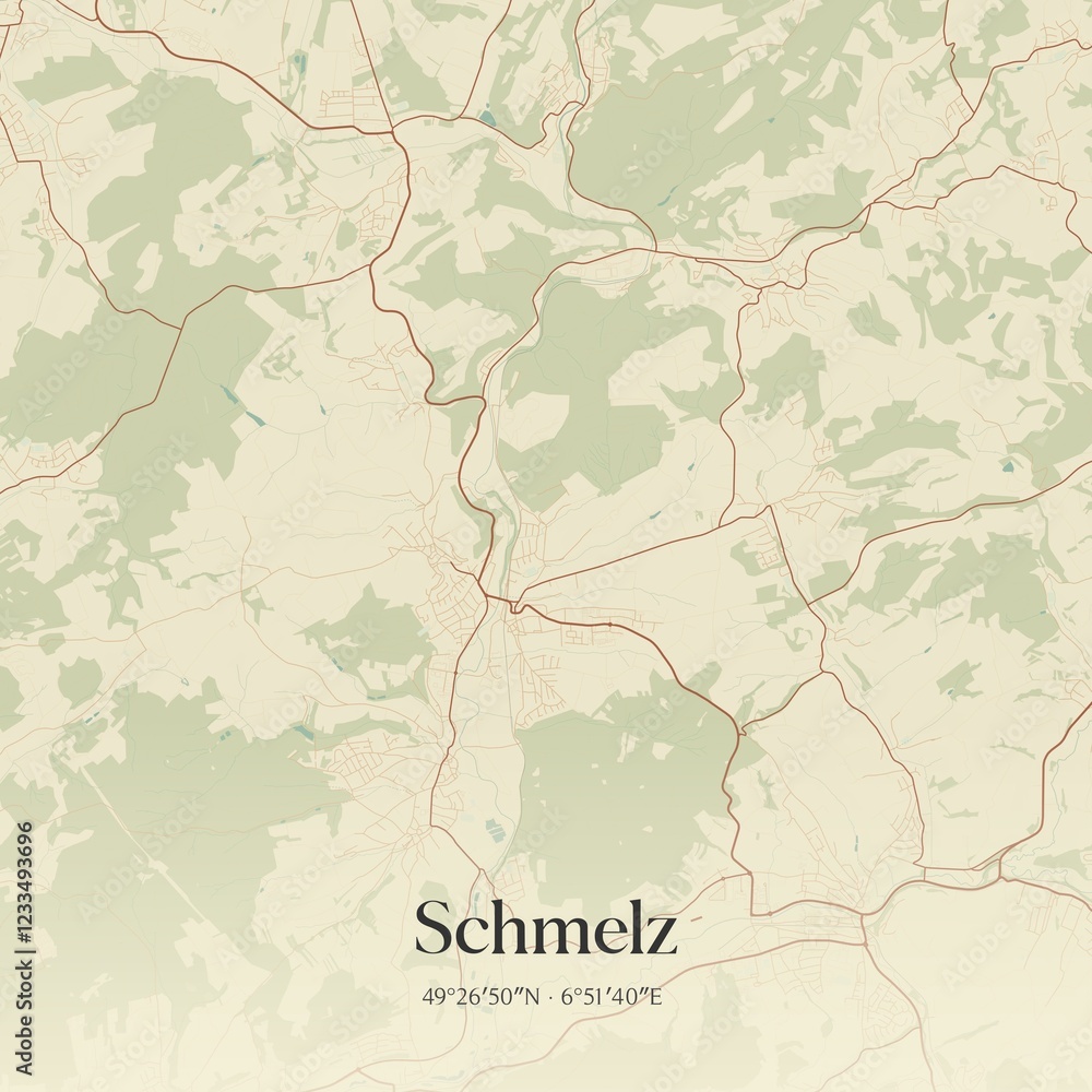 Fototapeta premium Vintage map of Schmelz, Germany.