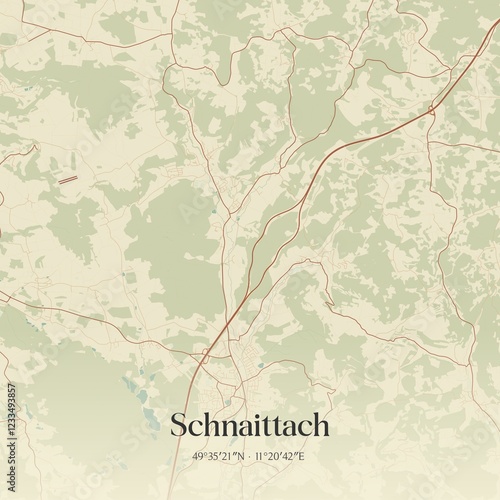 Vintage map of Schnaittach, Germany.