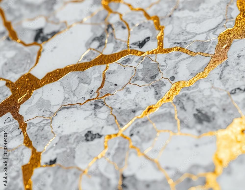Obraz premium Intricate Marble Surface With Golden Cracks And Textures