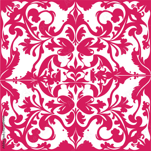 Tile pattern seamless flourish background element arabic decorative design for floor or wall vector.