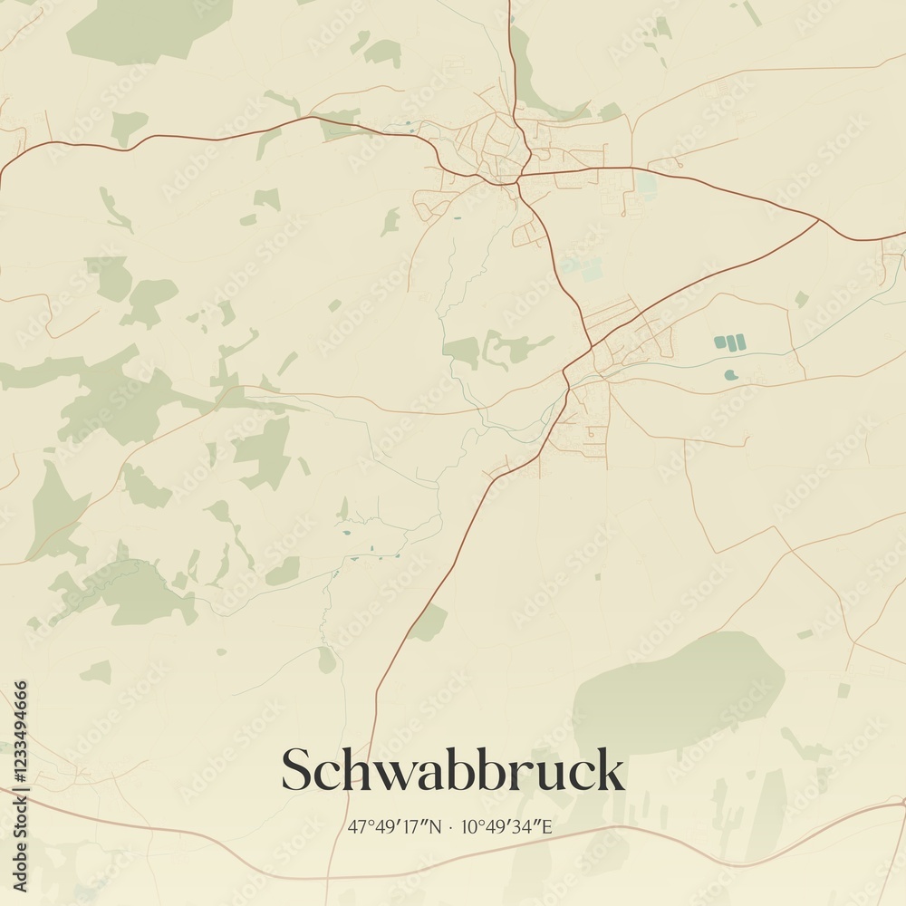 Fototapeta premium Vintage map of Schwabbruck, Germany.