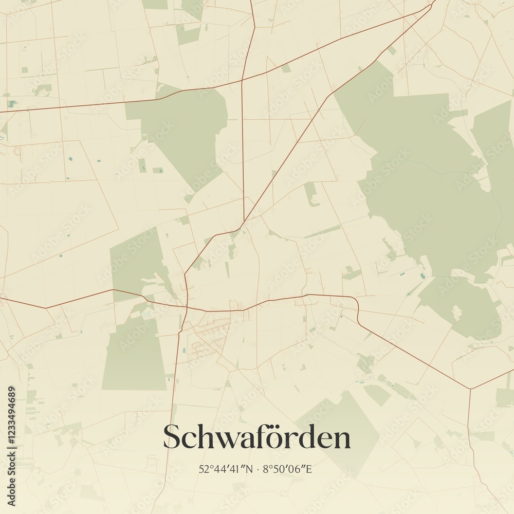 Fototapeta premium Vintage map of Schwaforden, Germany.