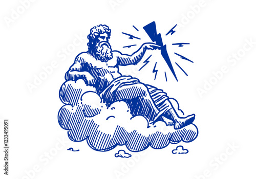 Zeus hand drawn sketch vector